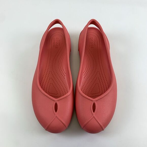 Crocs Olivia II Pink Coral Slingback Ballet Flat Slip On Round Toe Womens Size 9 - Picture 4 of 12